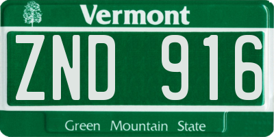 VT license plate ZND916