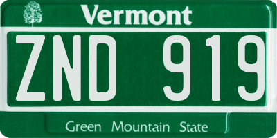 VT license plate ZND919