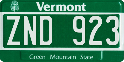 VT license plate ZND923