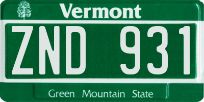 VT license plate ZND931