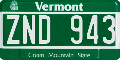 VT license plate ZND943