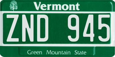VT license plate ZND945