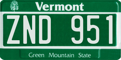 VT license plate ZND951