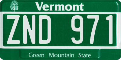 VT license plate ZND971