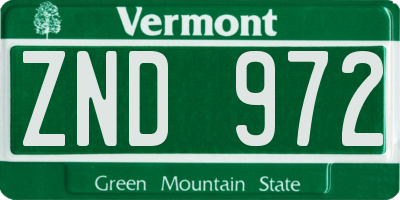 VT license plate ZND972