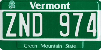 VT license plate ZND974