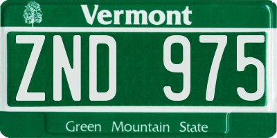 VT license plate ZND975