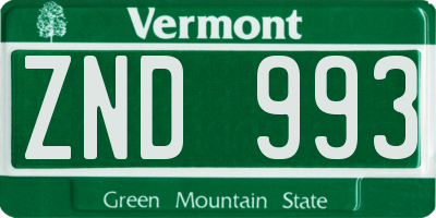 VT license plate ZND993