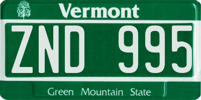 VT license plate ZND995