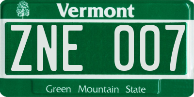VT license plate ZNE007