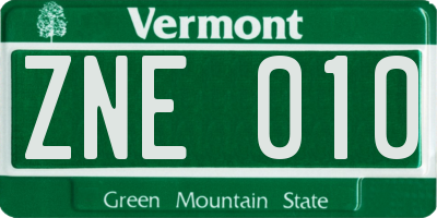 VT license plate ZNE010