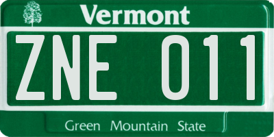 VT license plate ZNE011