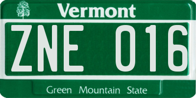 VT license plate ZNE016