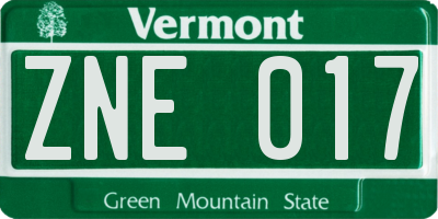 VT license plate ZNE017