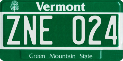 VT license plate ZNE024