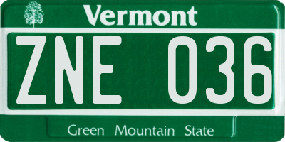 VT license plate ZNE036