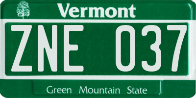 VT license plate ZNE037