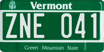 VT license plate ZNE041