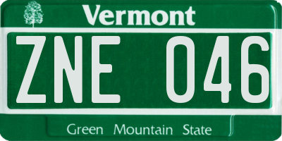 VT license plate ZNE046