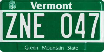 VT license plate ZNE047
