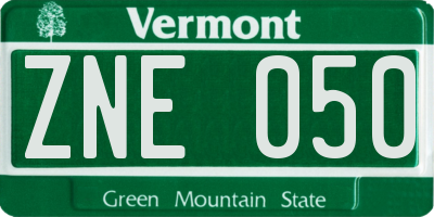 VT license plate ZNE050