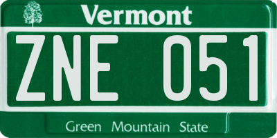 VT license plate ZNE051