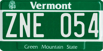 VT license plate ZNE054