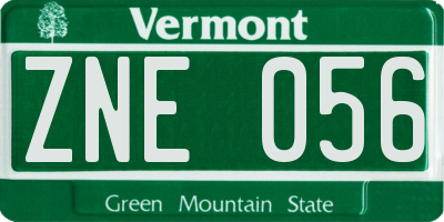 VT license plate ZNE056