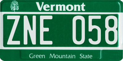 VT license plate ZNE058