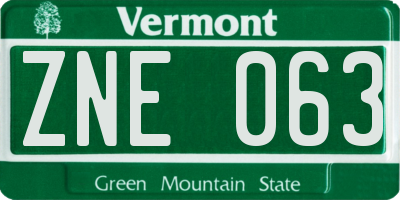 VT license plate ZNE063