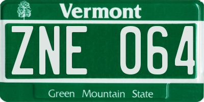 VT license plate ZNE064