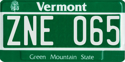 VT license plate ZNE065