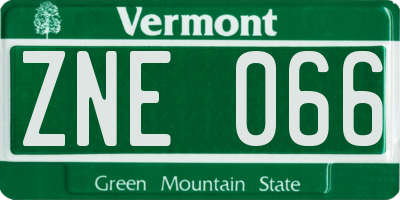 VT license plate ZNE066