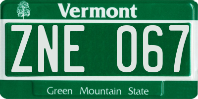VT license plate ZNE067