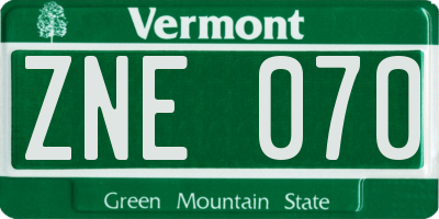VT license plate ZNE070