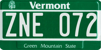 VT license plate ZNE072