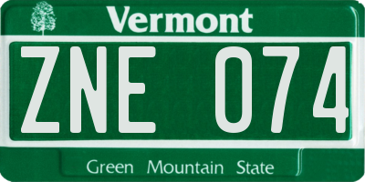 VT license plate ZNE074