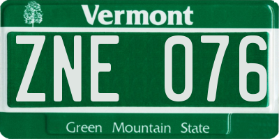 VT license plate ZNE076