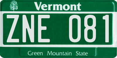 VT license plate ZNE081