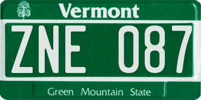 VT license plate ZNE087
