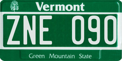 VT license plate ZNE090