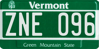 VT license plate ZNE096
