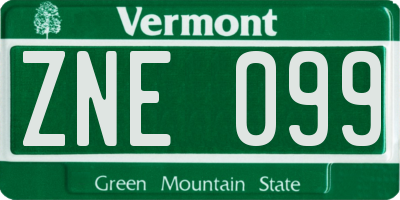 VT license plate ZNE099