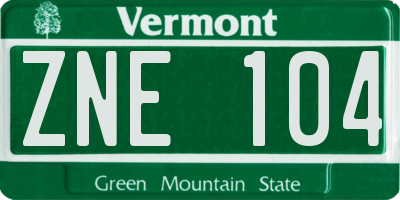 VT license plate ZNE104