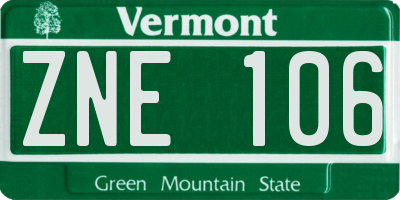 VT license plate ZNE106
