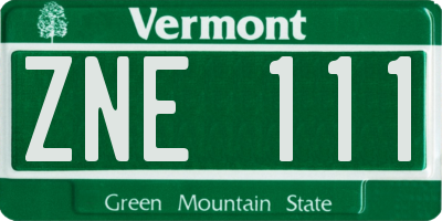 VT license plate ZNE111