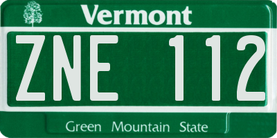 VT license plate ZNE112