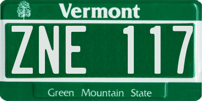 VT license plate ZNE117
