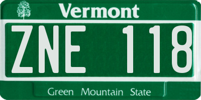 VT license plate ZNE118