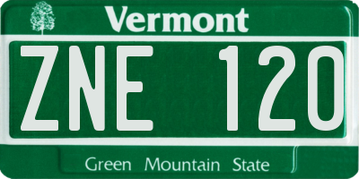 VT license plate ZNE120